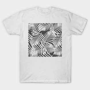 Black And White Palm Leaves Pattern Seamless T-Shirt